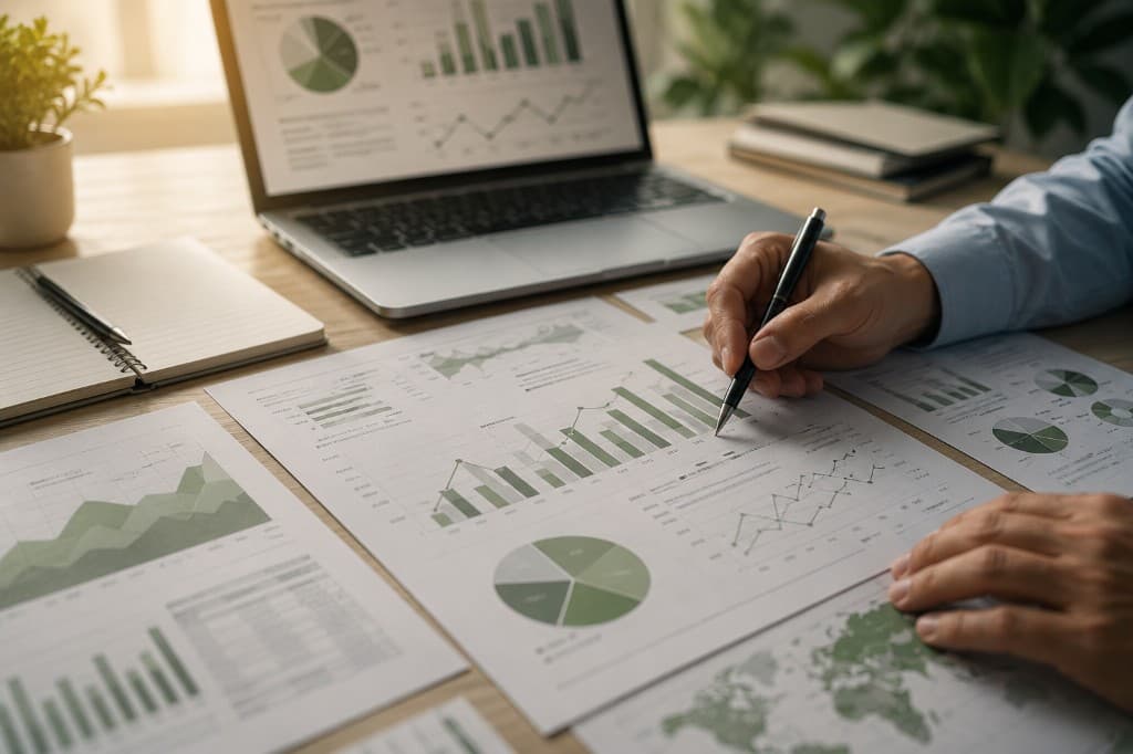 Grafik ve raporlarla pazar analizi yapan profesyonel